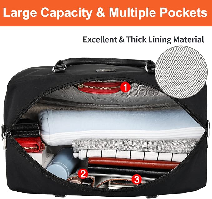 Weekender Bags for Women, 21" Travel Duffle Bag with Shoe Compartment | 3PCS Carry On Overnight Large Duffel Bag with Crossbody Bag and Toiletry Bag for Weekend Travel Gym Hospital Business Trip - Image 8