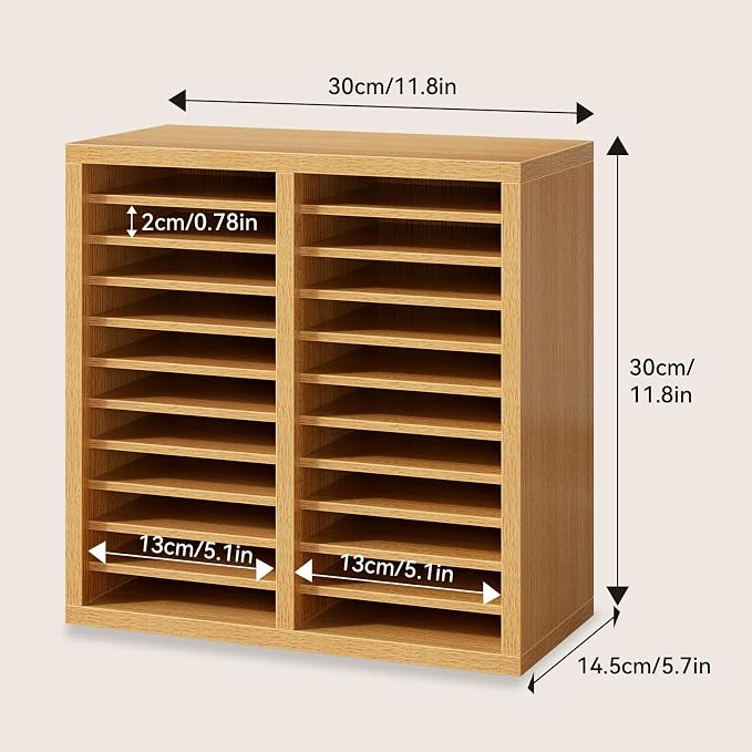YMYNY Wooden Marker Organizer,Natural Wood Color11.81*5.31*11.81"HMR001N | Desktop Storage Hold 176 Markers,Pens,Pencils,Art Brushes Stationary Organizer Pencil Holder with 22 Compartments for Home - Image 3