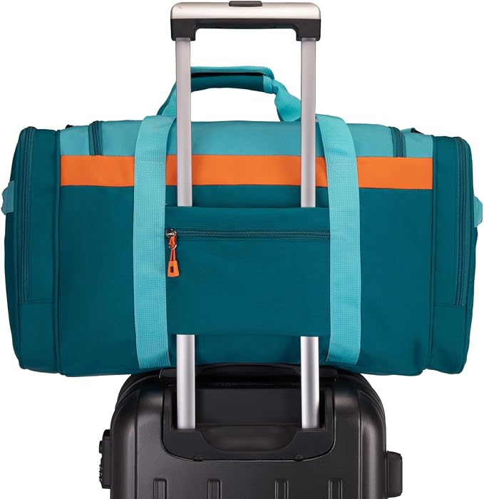 Large Kids Duffle Bag for Travel, Overnight or Weekend,Teal Blue | Roomy Size: 22.0"L x 12.0" H x 12.0"W, Made of Thick Polyester Fabric - Image 3