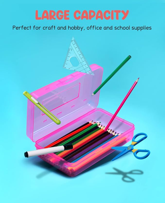 GAMENOTE Assorted Colors Plastic Pencil Case Box 6pcs Rotating Art Supply Organizer Office School Supplies for Kids Desk Organizers - Image 4