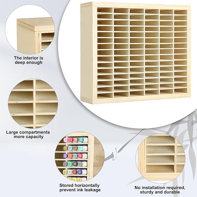 DoubleFill Wooden Marker Organizer for 360 Marker Storage Art Pens Storage Rack Watercolor Brushes Pens Color Pencils Organizer Holder for Desk - Image 3