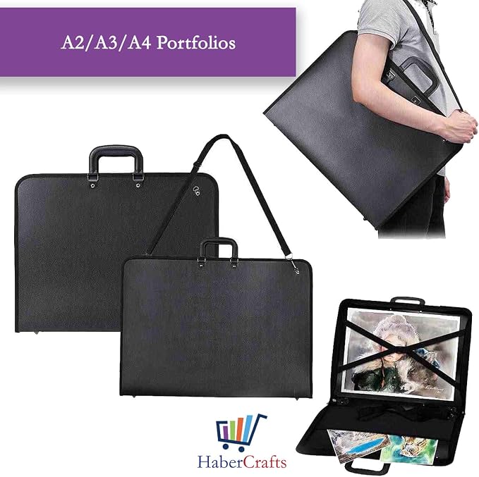 Portfolio Case Art Folder Artist Presentation Carry Case Art Portfolio With Carrying Strap Water Resistant Vinyl Storage Pocket Protection Zip Student Professionals Drawing Painting Sketch Bag Folder - Image 4