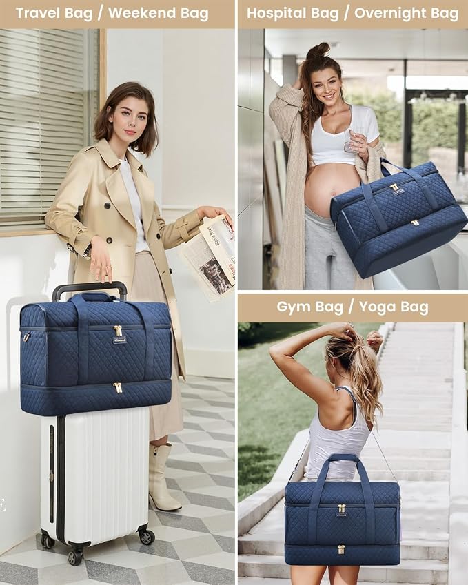 LOVEVOOK Travel Duffle Bag - Weekender & Overnight Bag with Toiletry & Wet Pocket, Carry-On Size, 3pc Set - Image 8
