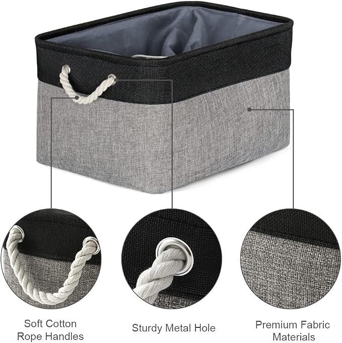 Organization and Storage Basket for Organizing - 17x14x10 inch Large 3 Pack Collapsible Storage Bin for Shelves, Fabric Basket for Gifts Empty Organizer Gift Closet (Black & Grey) - Image 6