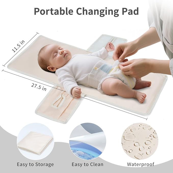 CEI-CEI Neoprene Diaper Bag Backpack Large Newborn Baby Maternity Bags Waterproof Travel Tote for Mom Dad with Insulated Pockets,Changing Pad - Image 8