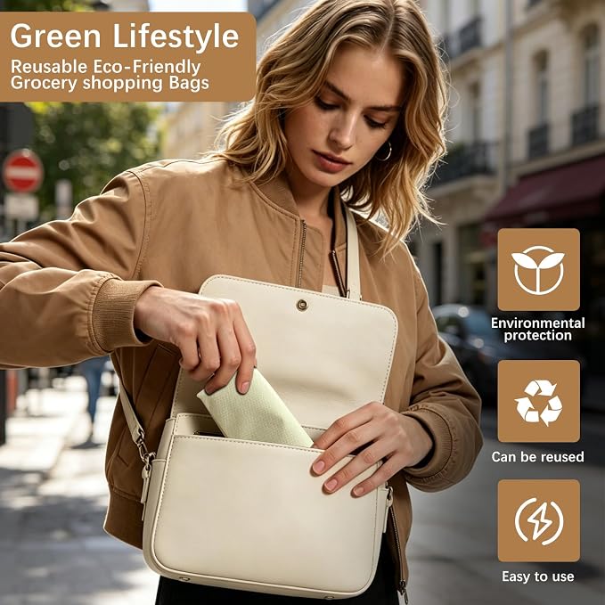 Reusable Grocery Bags 12.6 * 6.3 * 11.8 in - Non Woven Totes Bag with Reinforced Handles, Shopping Bags Bulk - Image 5
