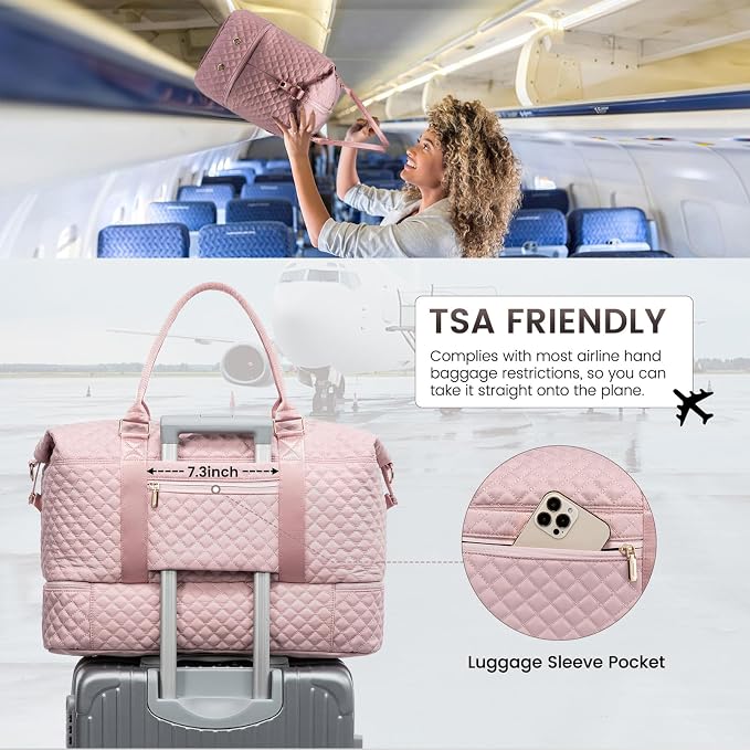 LOVEVOOK Travel Duffle Bag,Weekender Bags for Women with Shoe Compartment，Carry on Overnight Bag with Toiletry Bag,Gym Duffel Bag with Wet Pocket, Hospital Bags for Labor and Delivery - Image 4