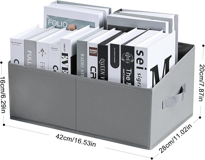DIMJ Closet Storage Bins, 5 Pack Storage Baskets for Shelves, Foldable Closet Organizer with Handle, Linen Closet Organizers and Storage for Clothes, Toys, Towel, Books (Grey) - Image 2