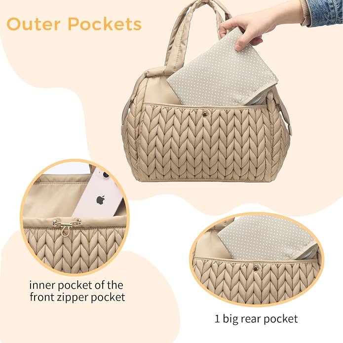 Asha Diaper Bag Tote For Daily Use, Travel Shoulder Diaper Bag With Long Strap - Image 4