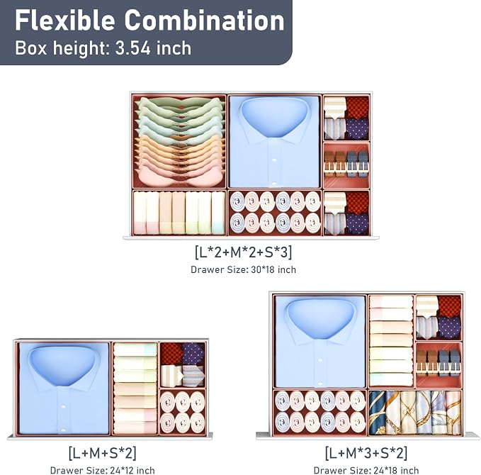 DIMJ Drawer Organizer Clothes Storage - 28 Pack Baby Dresser Organizer for Nursery, Foldable Closet Drawer Organizer Bins for Bedroom Organization, Fabric Storage Dividers for Socks, Underwears, Bras - Image 4
