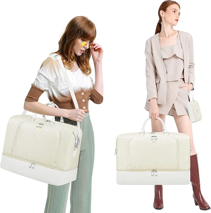 TIBES Travel Weekender Bag for Women, Overnight Bag with Shoe Compartment | 3PCS Large Travel Duffel Bag for Gym, Travel, Hospital, Business Trip, Carry On Tote, Wet & Dry Separation, Water Resistant - Image 2