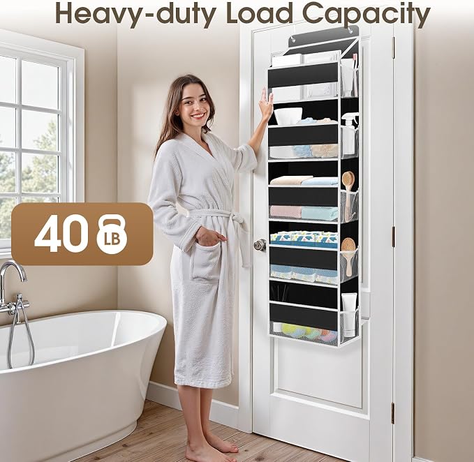 1Pack Over The Door Organizer Large Capacity Hanging Storage Room Organizer | 40 lb Capacity, Ultra-Sturdy, Foldable, Mesh Design with Clear Window, Space-Saving Organizer for Pantry, Nursery & Closet - Image 5
