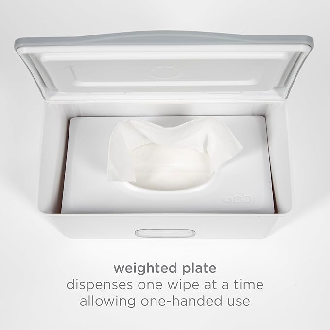 Ubbi Baby Wipes Dispenser | Baby Wipes Case | Baby Wipes Holder with Weighted Plate, Keeps Wipes Fresh and Non-Slip Rubber Feet, White - Image 3