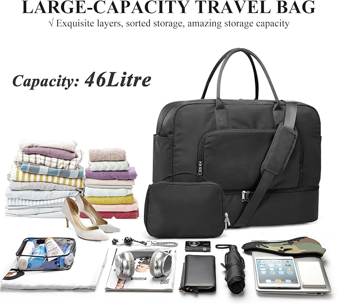 Travel Duffle Bag with Shoe Compartment,Weekender Bags for Women | Carry on Overnight Bag with Toiletry Bag,Gym Duffel Bag with Wet Pocket - Image 4