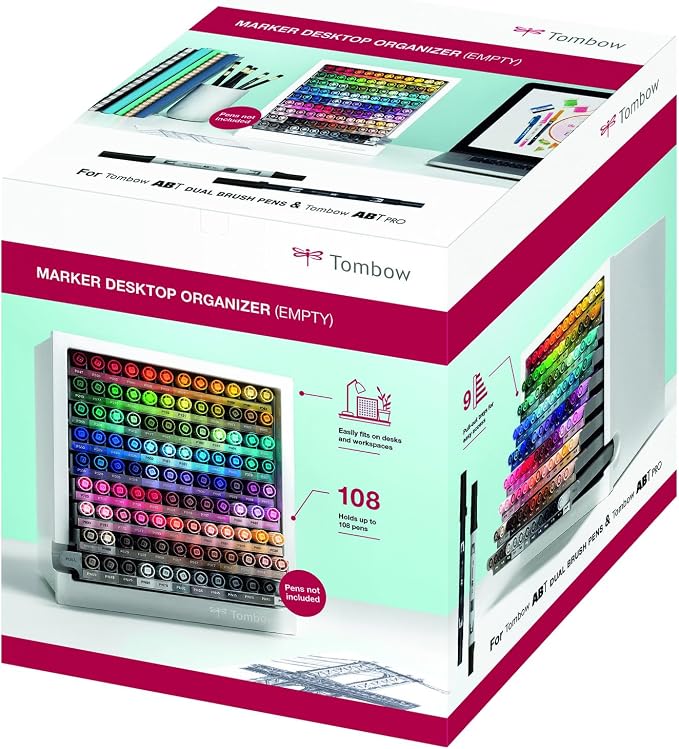 Tombow ORGA-108C Empty Desk Organiser - Handy Storage for Markers - Space for 108 Markers by Tombow