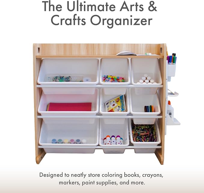 Humble Crew Kids Toy Organizer with Display Shelf, 9 Bins, 3 Tier Storage | Sturdy wood and steel toddler shelf, removable BPA-free containers, wall anchor anti-tip safety kit for bedroom or classroom - Image 5