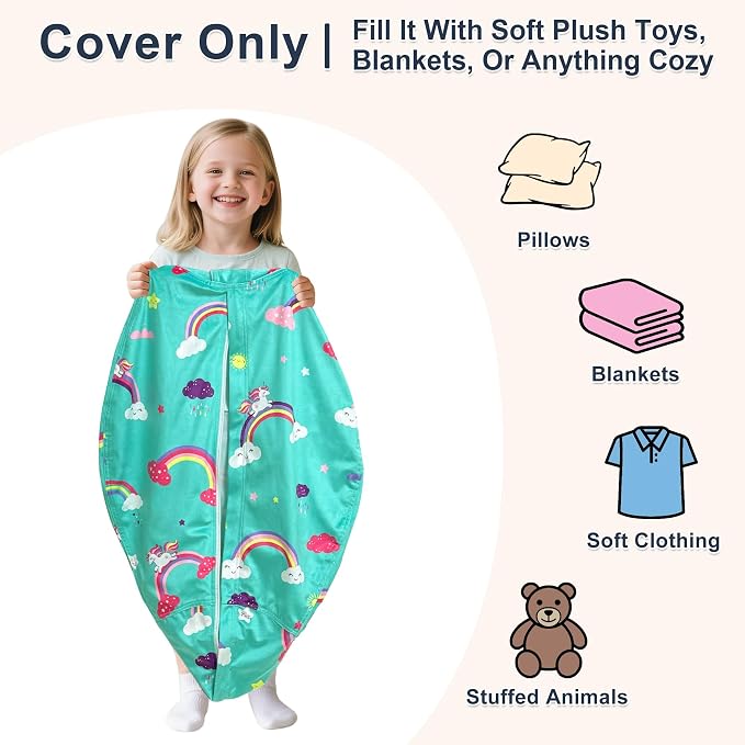 Lukeight Stuffed Animals Storage Bean Bag Chair Cover for Kids and Toddlers, Cozy Velvet Plush Toy Organizer Seat, Cover Only, No Filling Included, Long YKK Zipper, Side Pocket, Large 27 x 16 in - Image 2