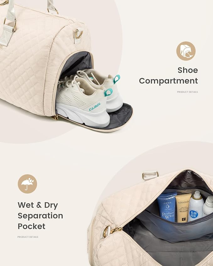 LOVEVOOK Travel Duffle Bag, Weekender Bag for Women with Toiletry Bag, Carry on Overnight Bag with Shoe Compartment,Gym Duffel Bag with Wet Pocket,Mommy Hospital Bags for Labor and Delivery 3Pcs - Image 5