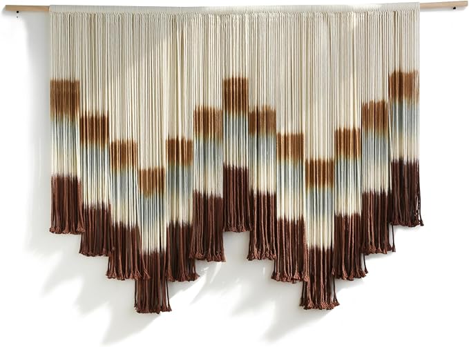 Macrame Wall Hanging Large Tie-Dye Geometric Fiber Wall Art Decor 57"W*35"L | Geometric Wall Hanging, Large Macrame Art, Handwoven Fiber Tapestry, Boho Decor, for Living Room Bedroom - Image 4