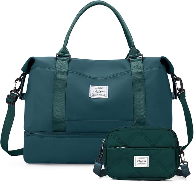 Weekender Bags for Women, Personal Item Travel Bag with Shoes Compartment | Overnight Travel Duffel Bag with Quilted Toiletry Bag, Airplane Friendly Carry-On Bag by SYCNB