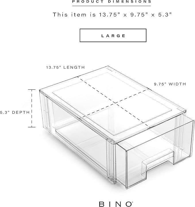 BINO | Stackable Storage Drawers, Large - Clear | THE CRATE COLLECTION | Storage Bins With Drawers | Bathroom Organizers | Under Sink Organizer | Vanity Cabinet Home Organization (Pack of 2) - Image 3