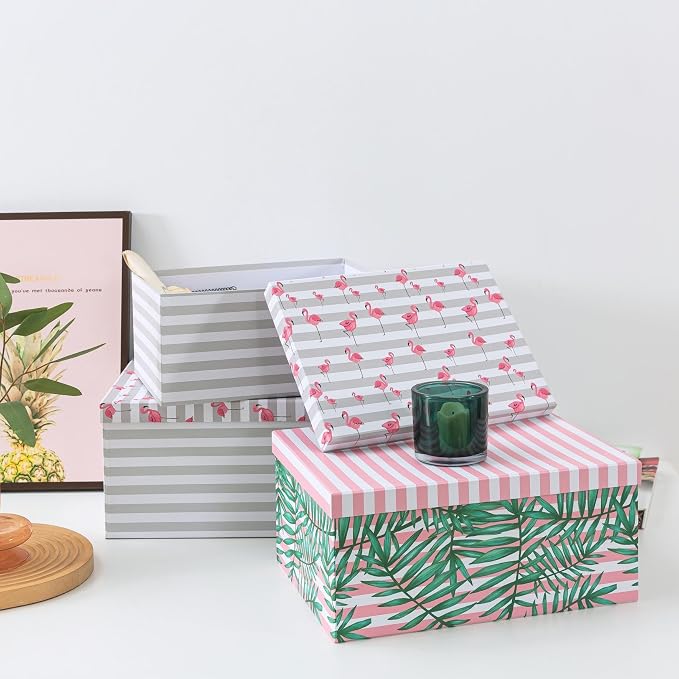 Soul & Lane - Tropical Decorative Storage Boxes with Lids, Set of 3 | Large Nesting Cardboard Keepsake Boxes for Memories, Photos and Gifts, Hawaiian Floral Containers for Home Decor - Image 8