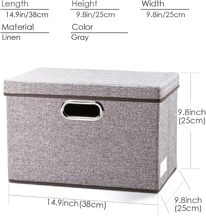 Collapsible Storage Containers with Lids [5-Pack] Linen Fabric Foldable Storage Bins Boxes Organizer Baskets Cube with Cover for Home Bedroom Closet Office Nursery (14.9x9.8x9.8) - Image 5