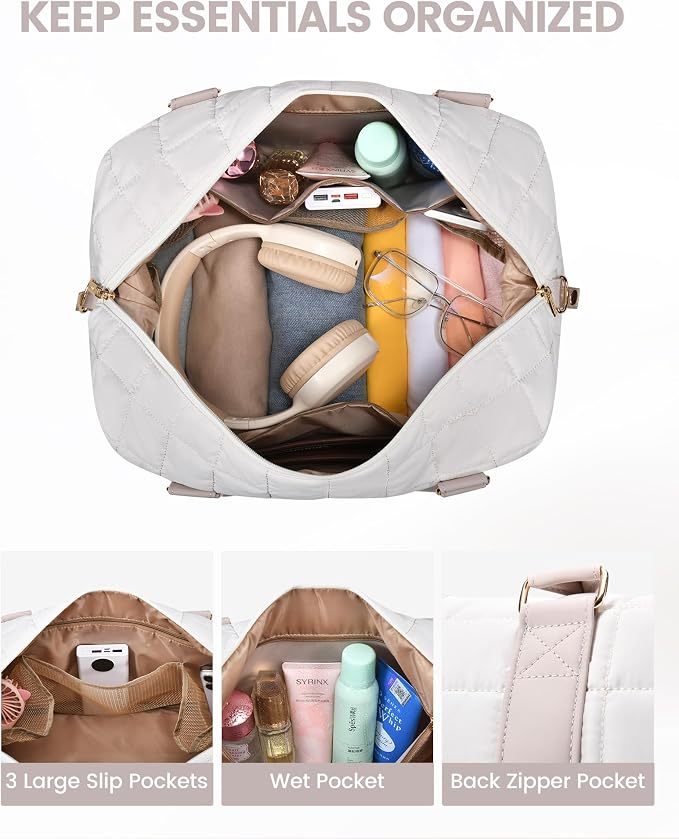 LOVEVOOK Weekender Bags for Women with Shoe Compartment, Carry On Overnight Bag with Toiletry Bag, Personal item travel bag with Wet Pocket, 2Pcs Set - Image 5