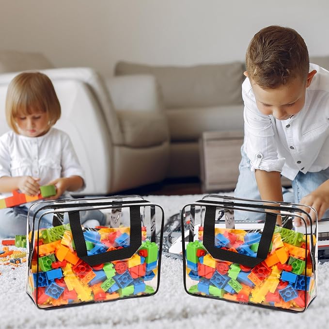 10 Packs Large Toy Storage Bags with Labels, Waterproof Clear PVC Storage Bags for Toys, Travel Organizer Bags with Zipper Closure for Puzzles, Building Blocks, Kids' Books - Image 5