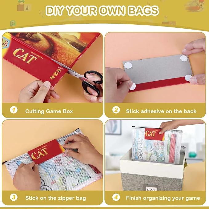 Board Game Organizer with 12pcs Zipper Bags and Writable Stickers, Storage with Lid for Office Supplies, Puzzles, Video Game, Craft Products - Image 5
