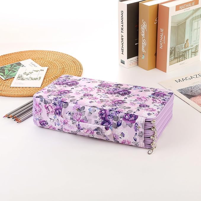 300 Slots Colored Pencil Case Organizer, 4 Layer Bag | Twill Oxford fabric,103 elastic loops,detachable handle,for travel,home storage,drawing tools,creative gifts - Image 6