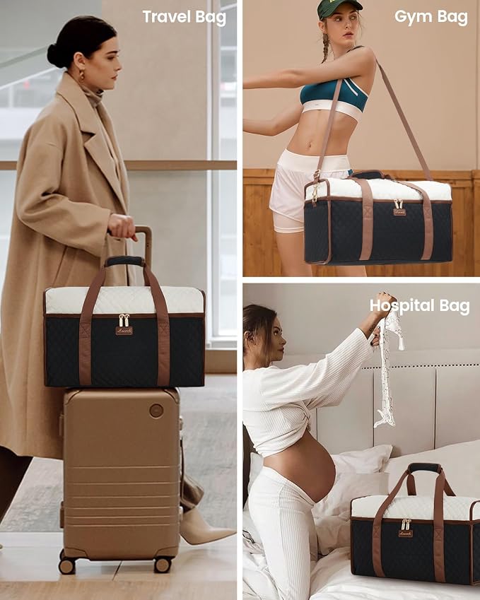 LOVEVOOK Travel Duffle Bag - Weekender & Overnight Bag with Toiletry & Wet Pocket, Carry-On Size, 3pc Set - Image 7