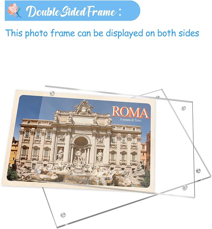 5 Pack 5x7 Acrylic Picture Frames, Double Sided Magnetic Display | Crystal Clear Frameless Photo Frames, Freestanding Desktop Display with Detachable Stand & Gift Box - Image 4