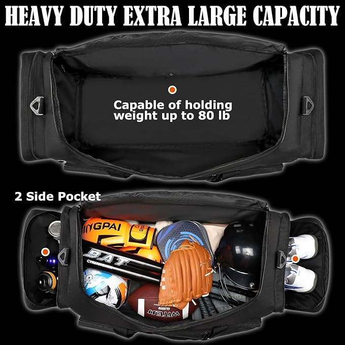 130L Extra Large Duffle Bag for Men, Heavy Duty Large Duffle Bag for Travel | Shoe Compartment, XL Sports Gym Equipment Bag for Hockey Football Baseball Basketball & More - Image 4