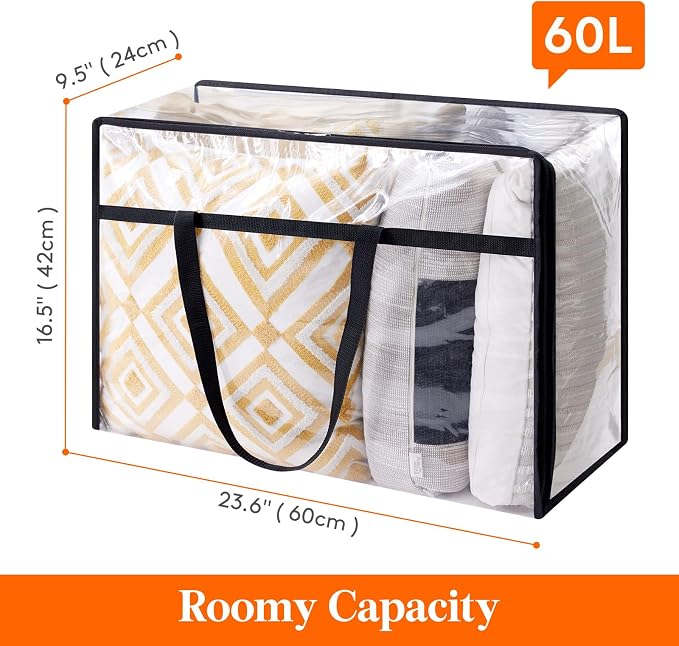 Lifewit 20 Pack Clear Clothes Storage Bags, 60L Plastic Blanket Storage Bag, Vinyl Foldable Moving Bags with Zipper, Closet Organizers and Storage Containers for Bedding, Duvet, Comforter - Image 3