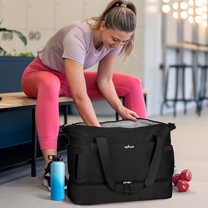 Gym Bag for Women, 45L Carry On Travel Duffel Bag with Shoes Compartment | Weekender Overnight Duffel Bag with Wet Pocket, Hospital Bag for Women Labor Delivery, Carry On Bag for Travel, Gym, Weekend - Image 2