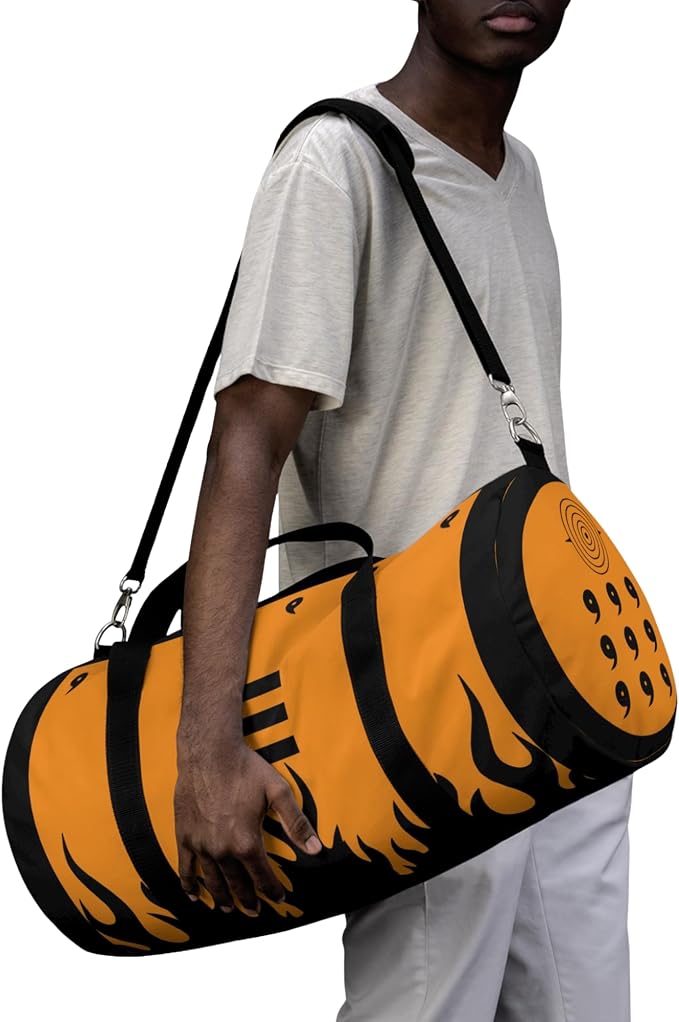 Anime Gym Bag for Women Men - Large Capacity Waterproof Workout Fitness Travel Sports Bags Fashion Street Camping ExpandaCLe Carry On Duffle Bag For Couple (Yellow Nne Tails) PTY - Image 3