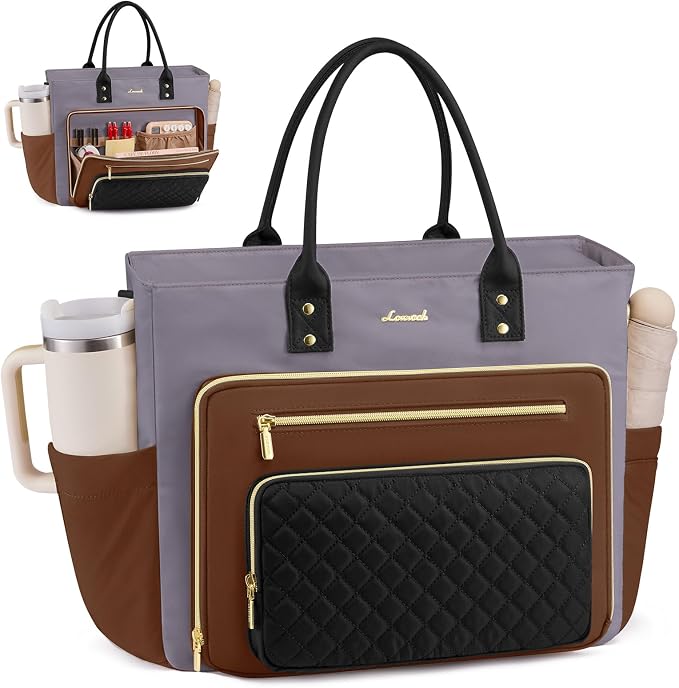 LOVEVOOK Laptop Tote Bag for Women, Work Bags Computer Laptop Bag, Teacher Nurse Bags With Large Cup Holder, Professional Briefcase Business Purses Handbag Gifts, 17 Inch by LOVEVOOK