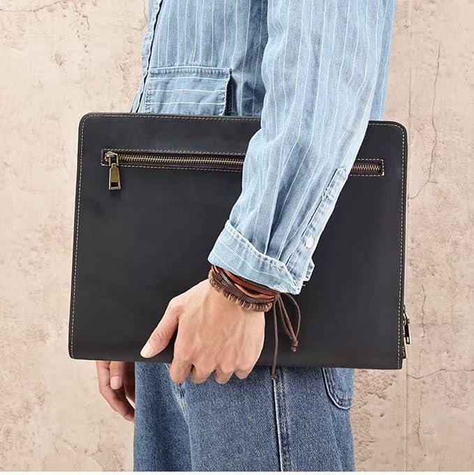 Zippered Padfolio Organizer, Leather Planner Binder, 12.9 Inch Portfolio Folder for Documents, Letter Size Business Card Tablet Document Holder for Men&Women - Image 6