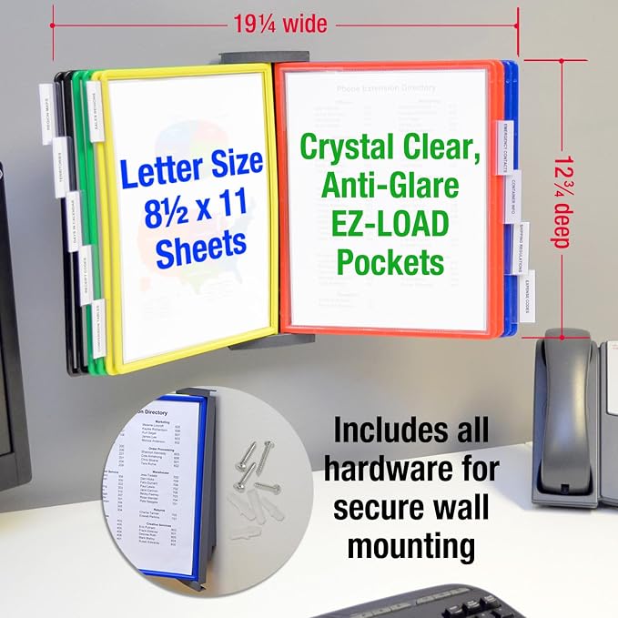 Ultimate Office FASTFIND 10-Pocket WALL Reference Display Organizer, Colors | The Original 10-Pocket Wall Organizer Displays 20-Letter Size Sheets. Flip to Find Your Most Important Documents in Seconds - Image 6
