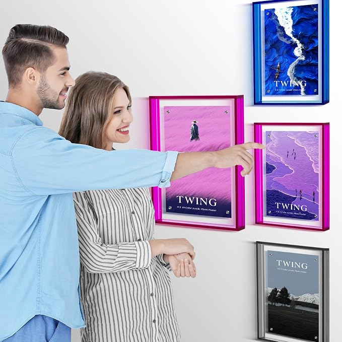 8x10 Picture Frame Magnetic Colored Acrylic Photo Frame Self Standing | Wall Mounting/Tabletop Display, Purple Floating Picture Frame, 8x10/8x8/6x8, Horizontal and Vertical Formats (1 Pack) - Image 8
