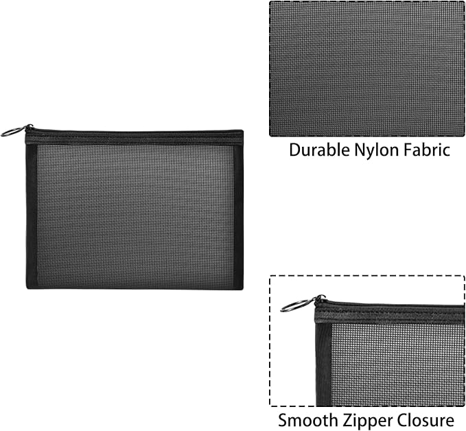20 Pieces Mesh pouch, Mesh Makeup Bag Portable Makeup Pouch Travel Toiletry Bag for Makeup Organizer Home Office Travel Accessories, Mesh Cosmetic Bag with Zipper - Image 3