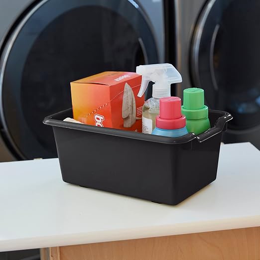 ECR4Kids Scoop Front Storage Bins, Multipurpose Organization, Black, 10-Piece | Durable plastic, GREENGUARD Gold Certified, 1.2 gallon capacity, lightweight & nestable, built-in handle, classroom/home use - Image 10