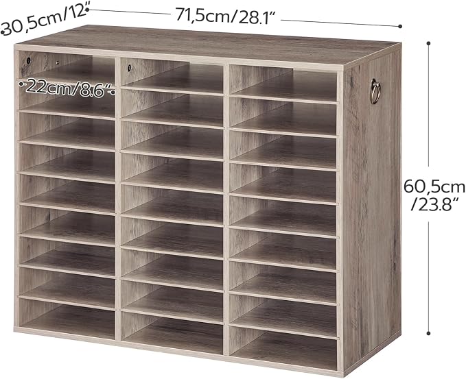 HOOBRO Literature Organizer, 27 Compartments Wooden Mail Organizer, Countertop Literature Sorter with Adjustable Shelves for Home, Office, School, Student Mailbox for Classroom, Greige BG27WF01 - Image 3