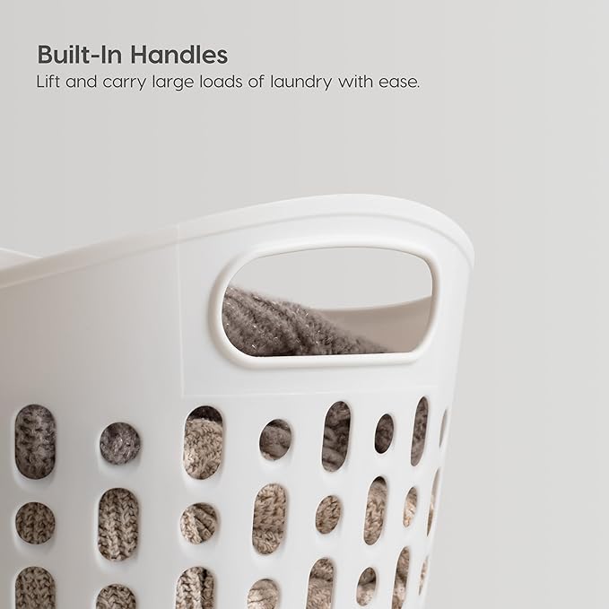 IRIS USA Plastic Laundry Hamper, 40L- 3 PK, Flexible, Ventilation, White | Laundry Baskets for Bedroom Bathroom Apartment Dorm, Blankets Pillows Trinkets Storage - Image 4