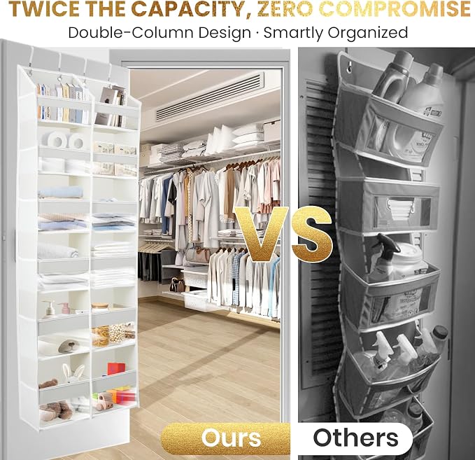 Over the Door Organizer, 6-Tier XL, 100D Fabric, Dark Gray | Extra wide over the door organizer, 65 lb capacity, 12 side mesh pockets, heavy-duty 100D fabric, bedroom & nursery storage - Image 6