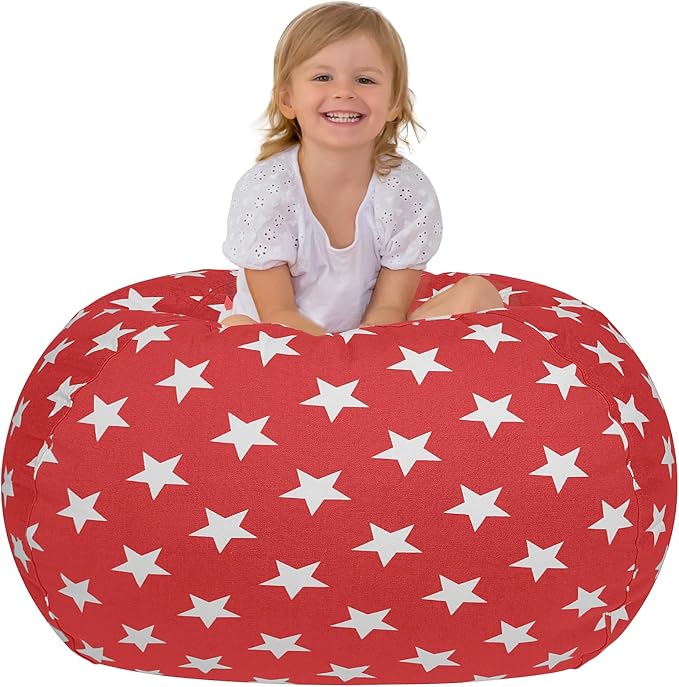 Aubliss Stuffed Animal Storage, Canvas Bean Bag Chairs Cover, X-Large 48" | Kids Toy Storage Organizer for Blankets Towels Clothes by Aubliss