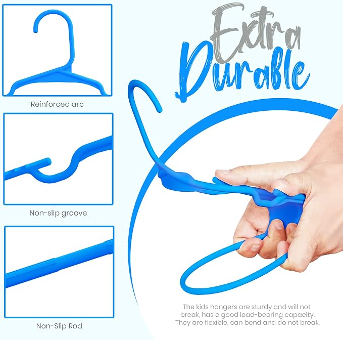 Utopia Home Kids Hangers 20 Pack – 11.5 Inch Baby Closet Hangers Blue | Plastic baby hangers | Fits children's & infant clothes | Gentle on delicate garments - Image 4