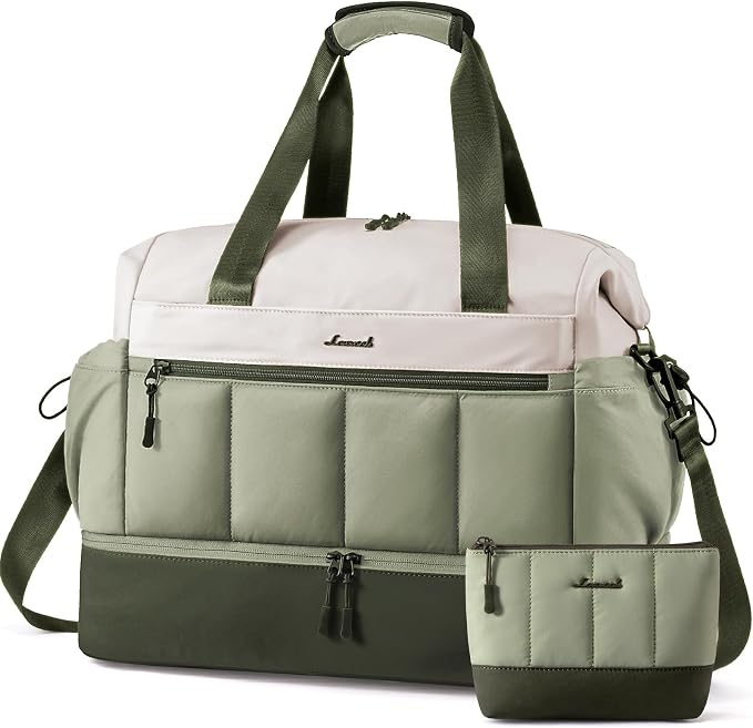 LOVEVOOK Travel Duffel Bag, Weekender Bags for Women, Large Overnight Bags with Shoe Compartment, 38L Carry on Gym Hospital Bag with Wet Pocket, 2 Pcs by LOVEVOOK