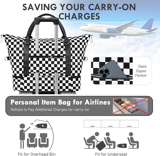 WOOMADA Weekender Overnight Bag for Women, Shoulder Travel Duffel with Shoes Compartment,Gym Bag with Toiletry Bag - Image 6